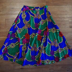 Multi Color Vintage Silk Skirt